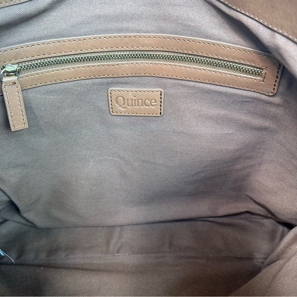 Quince Italian Leather Handwoven Tote Small Cognac NWOT - Picture 10 of 14